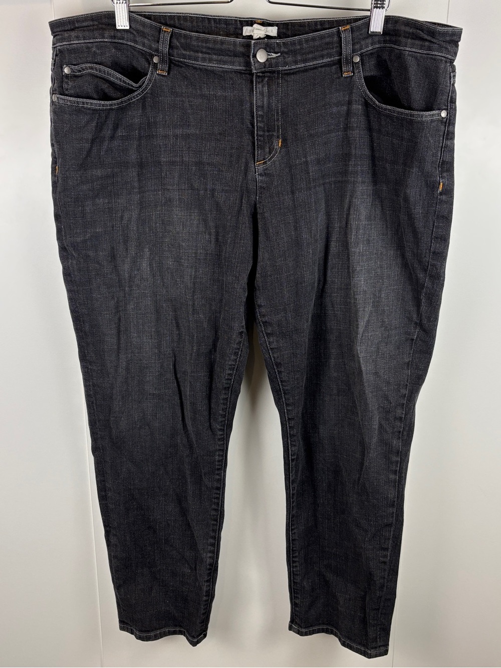 Eileen Fisher Skinny Jeans Black Rinse sz 18 Stretch Cotton Denim Classic Comfy
